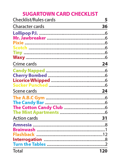 sugartown card checklist